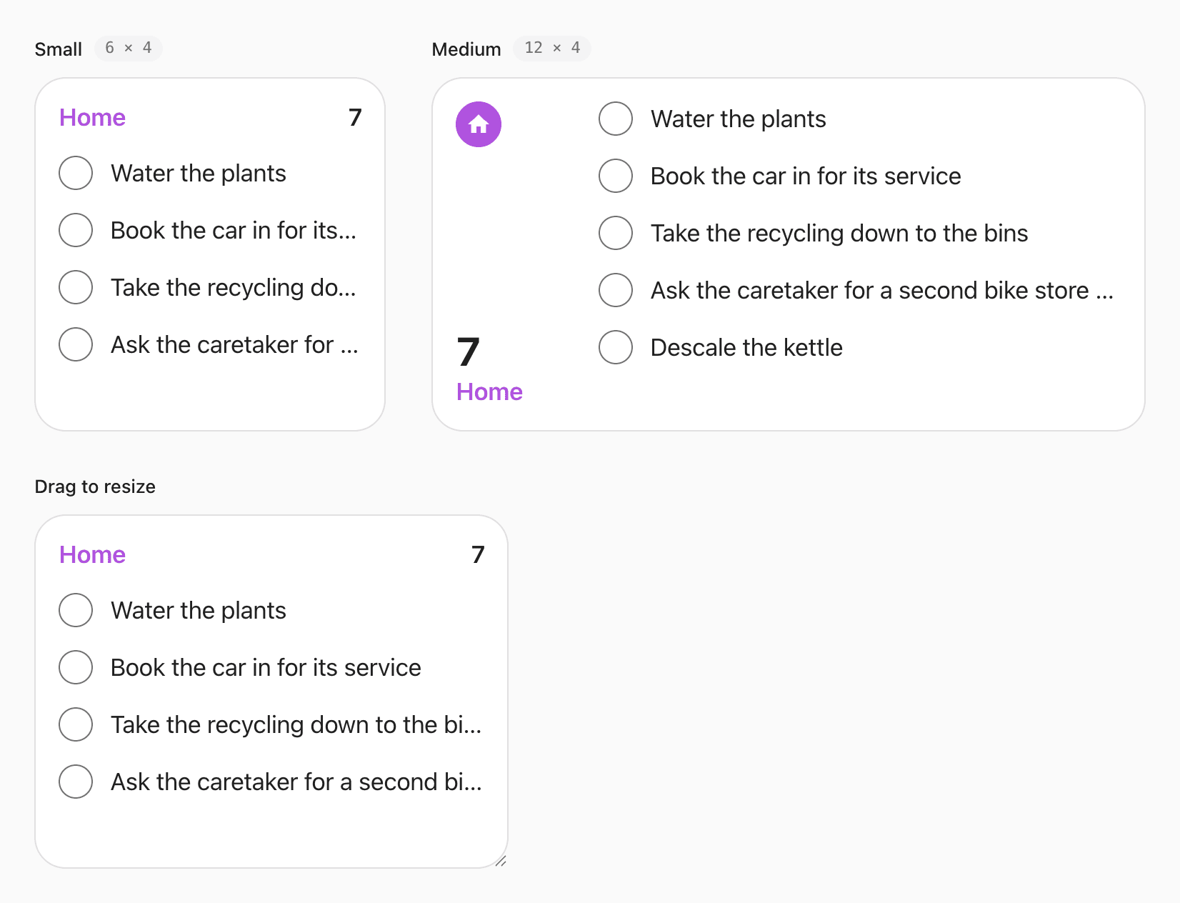 Cupertino Widgets: Reminders on your dashboard